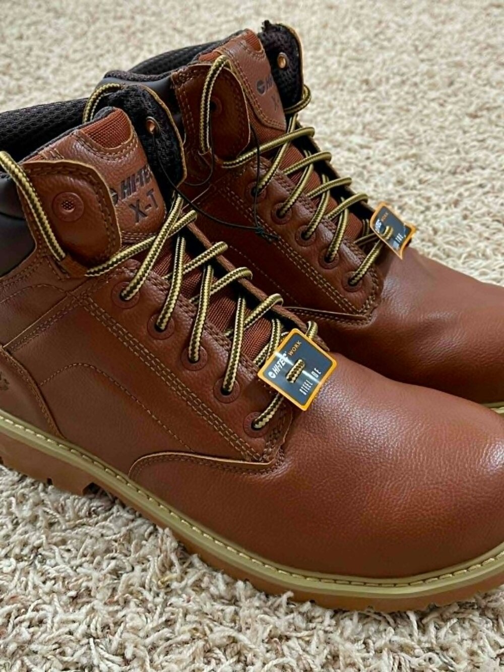 Hi-Tec Gauge Men's Waterproof Steel Toe Work Boots Brown, Size 10.5 M (New)